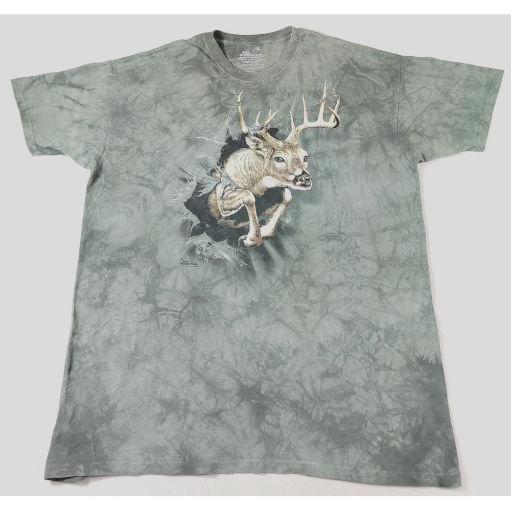 Vintage The Mountain Shirt Mens 3XL Green Deer Buck Graphic Tee Tie Dye Hunting